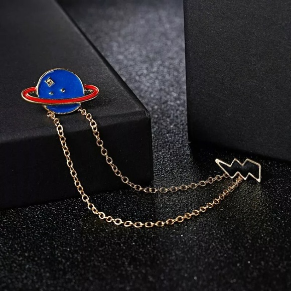 Planet and Lightening Bolt Connected Pin Brooch - Picture 2 of 5